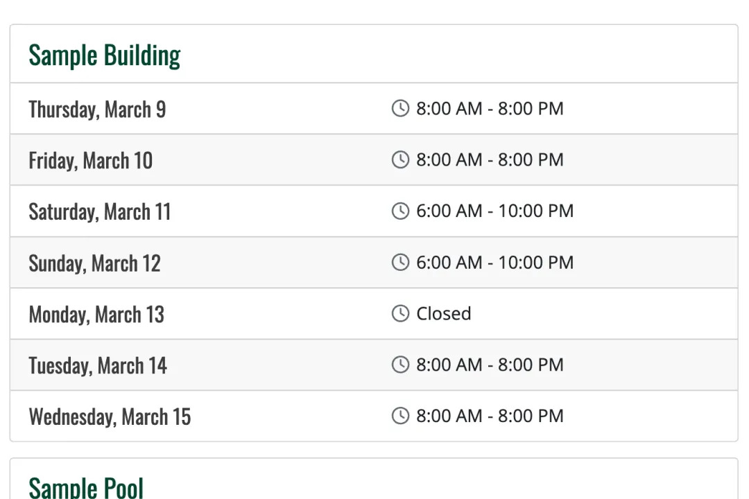 Facility Hours v4 - Next 7 Days