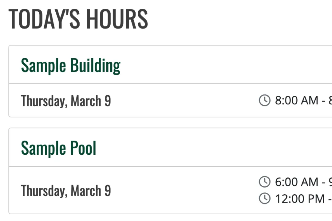 Facility Hours v4 - Todays Hours