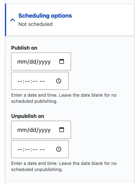 Scheduling options on content