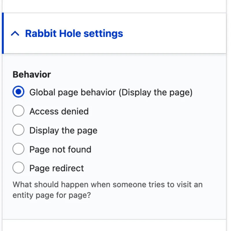 Rabbit Hole settings on content